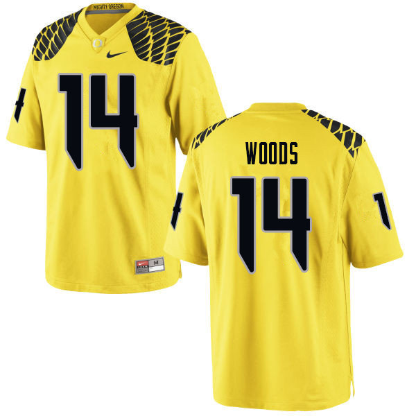 Men #14 Haki Woods Oregn Ducks College Football Jerseys Sale-Yellow